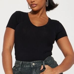 V Neck Black Tee Fashion Nova